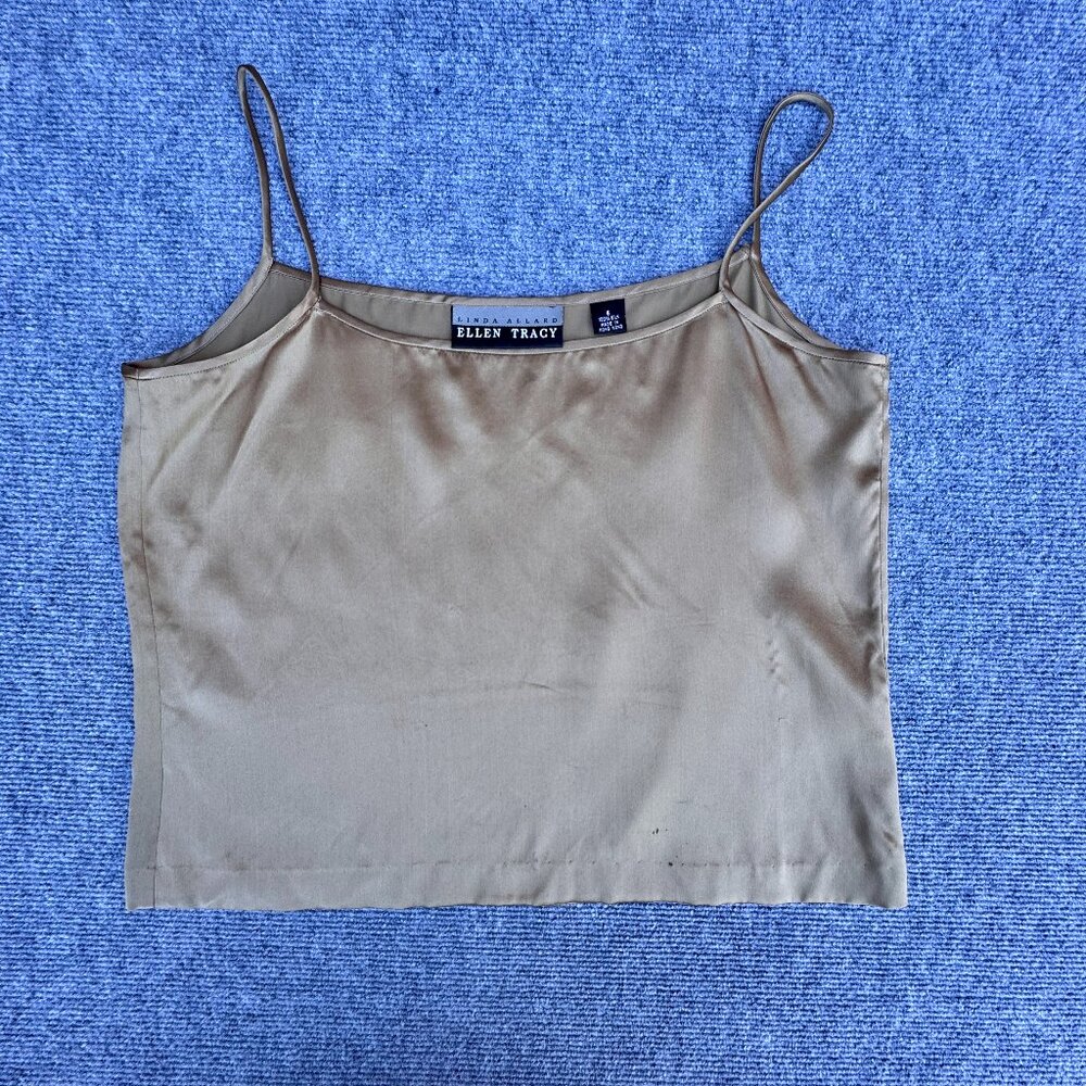 Vintage Ellen Tracy Cami Top Size 6 Gold Silk Y2K Coquette Feminine 90s Career